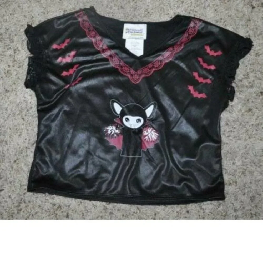 Cheerleader Vampire Varsity Halloween Costume 8/10 Top, Skirt, PomPom 5 Pc Girls